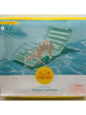 Inflatable Chaise Lounge With Built-In Cup Holder 5 Ft 8 In Long Sun Squad